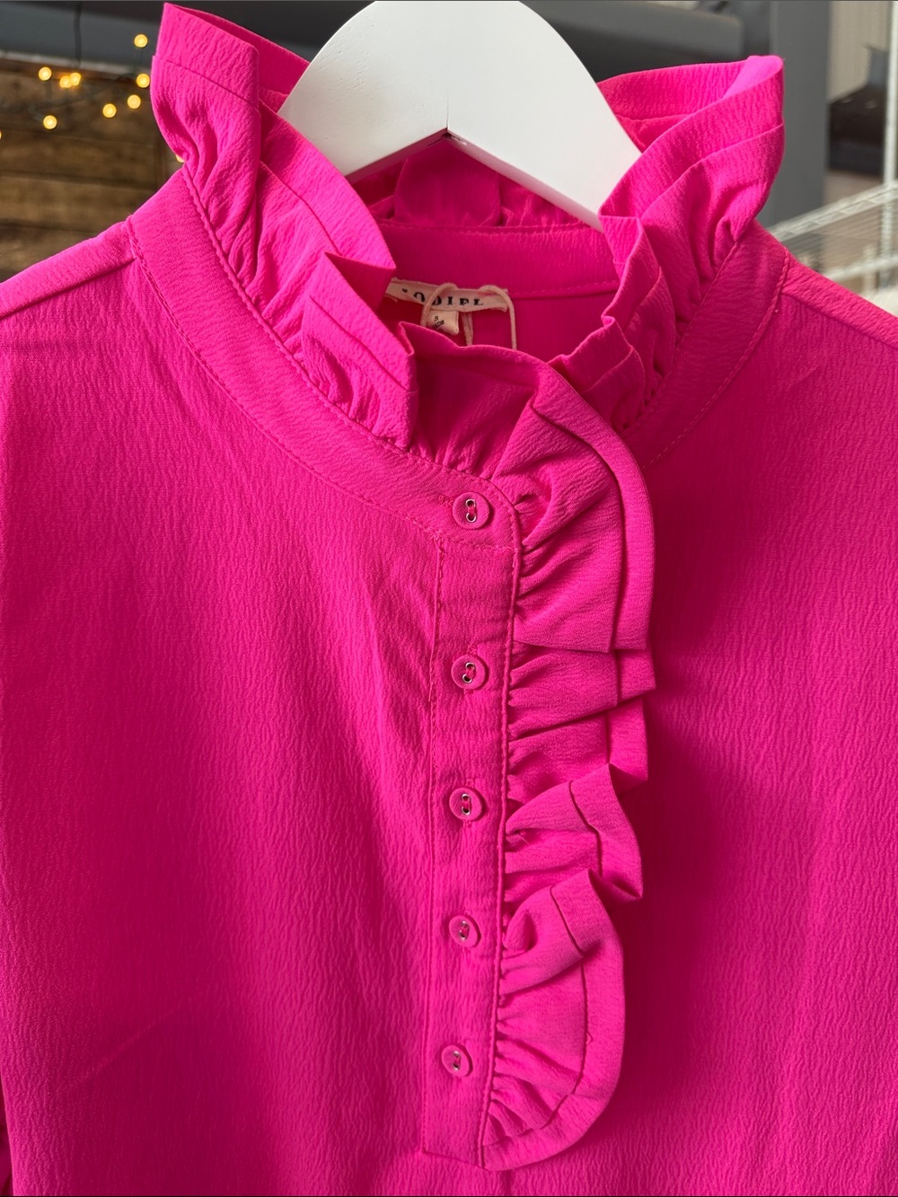 JODIFL Hot Pink Midi Dress with White Lace Hem - Picture 5 of 6